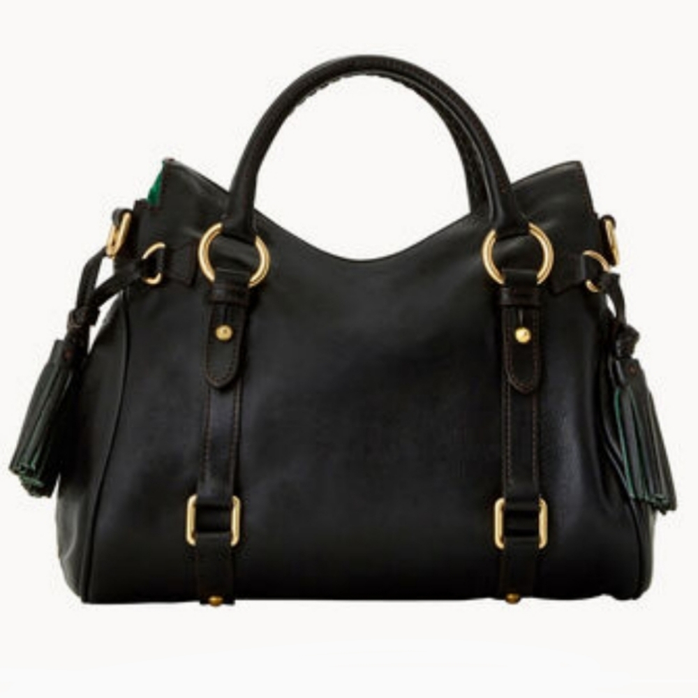 DOONEY & BOURKE Florentine Leather Small Satchel Crossbody Bag NWOT Black - Picture 3 of 16